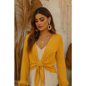 SHEIN Vacay Yellow Waffle Tie-Front Top – NWT Women’s XL